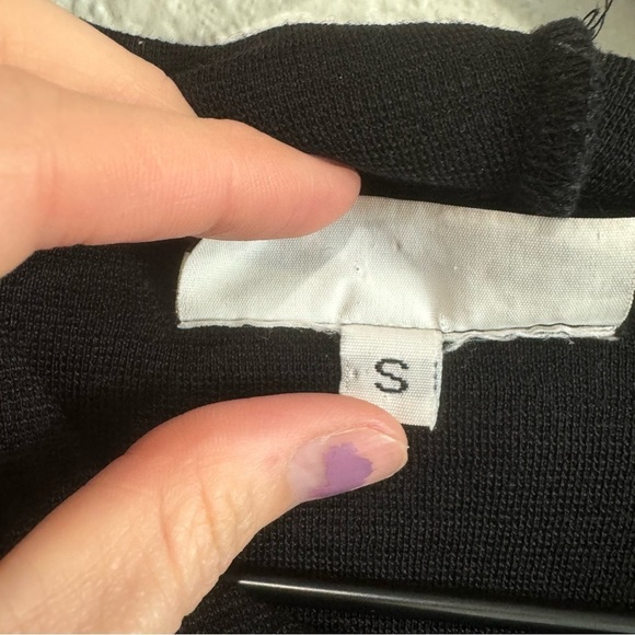 Bryn Walker Women's Small 100% Wool Button Side Cardigan Wrap Black Minimal - Picture 5 of 14